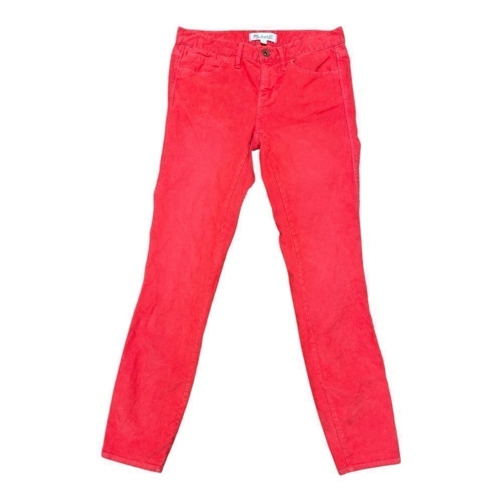 Madewell Bright Coral Corduroy Skinny Stretch Jeans Size 25 EUC